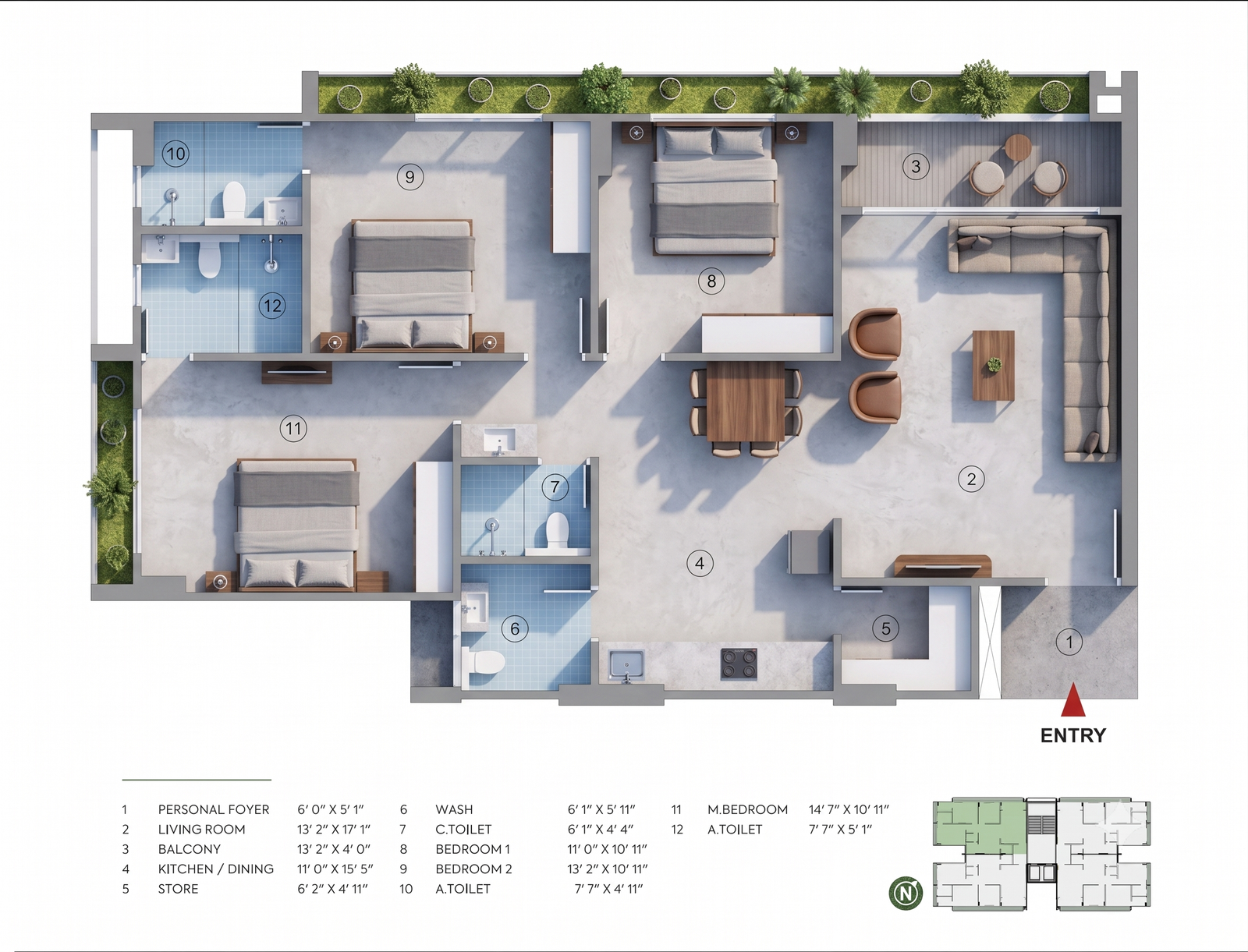 2 BHK Floor Plan