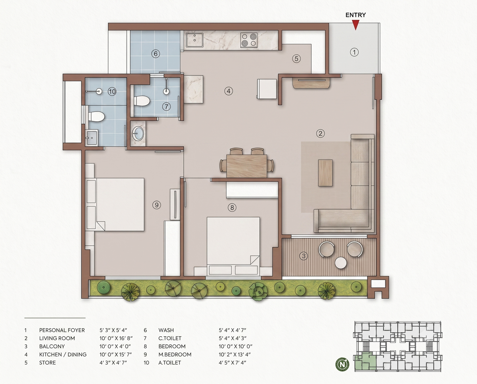 3 BHK Floor Plan